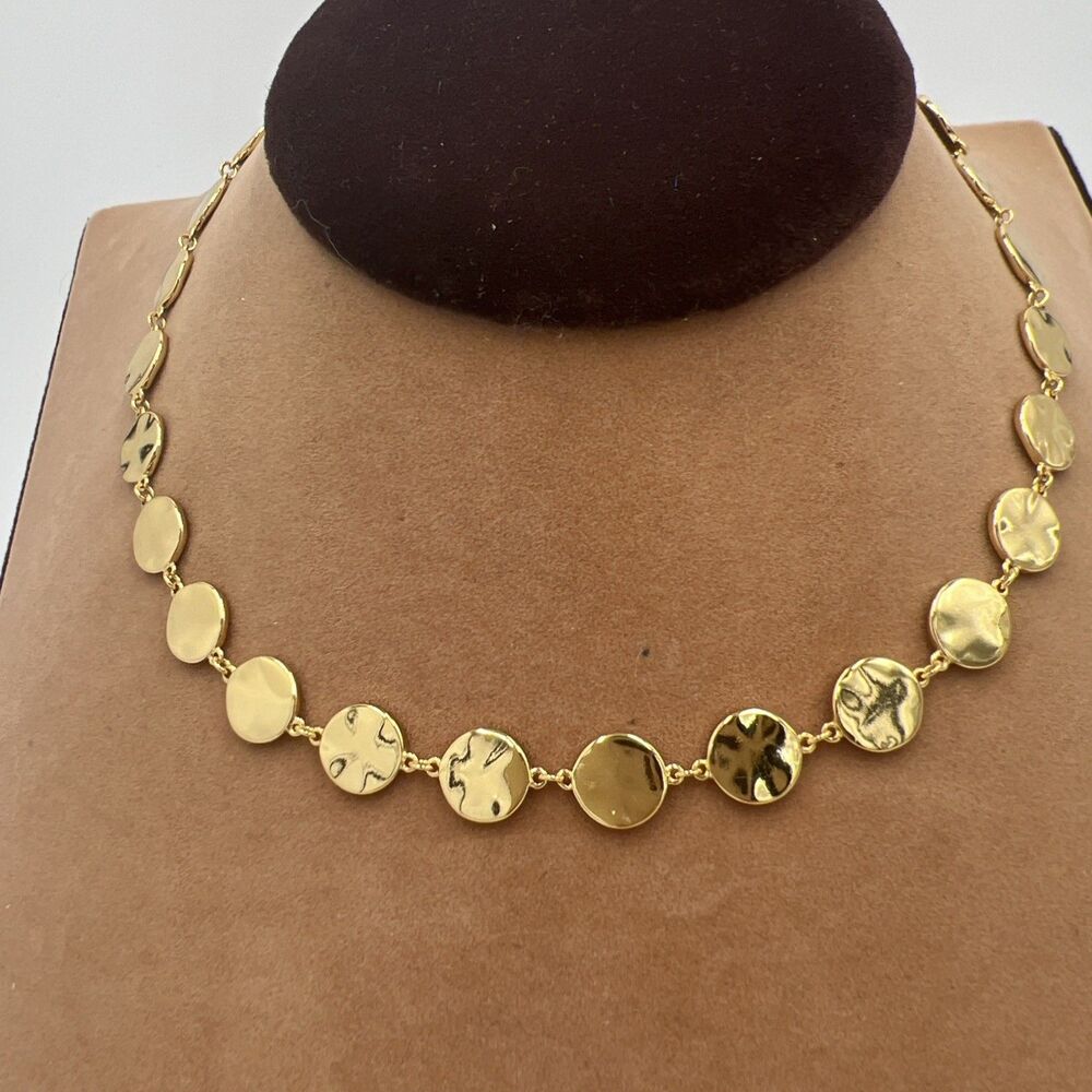 Gorjana Chloe Hammered Disc Gold Tone Necklace 14.5 Choker